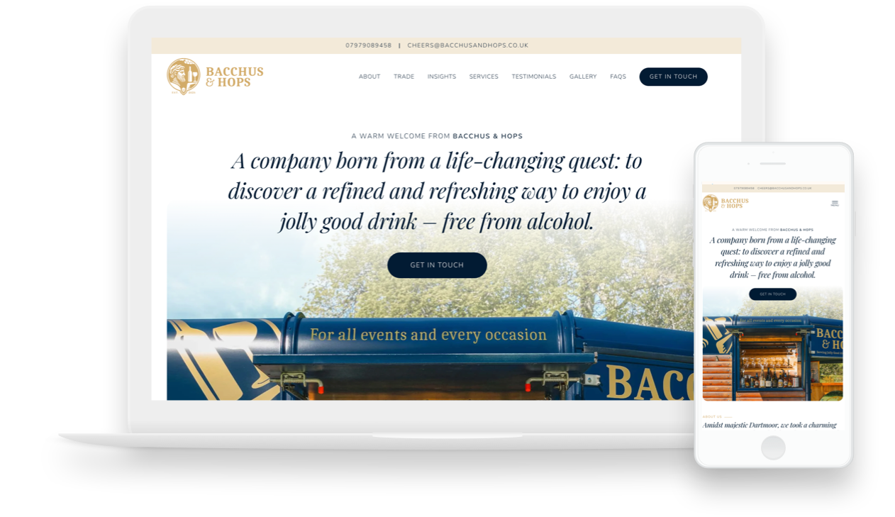 Bacchus & Hops homepage image